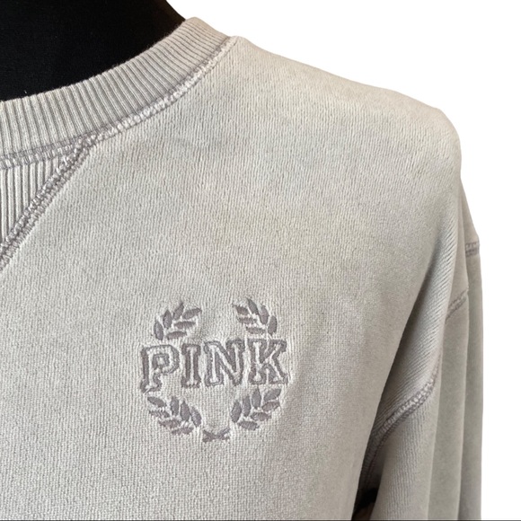 Victoria’s Secret PINK Grey velour plush campus sweater - Picture 2 of 9